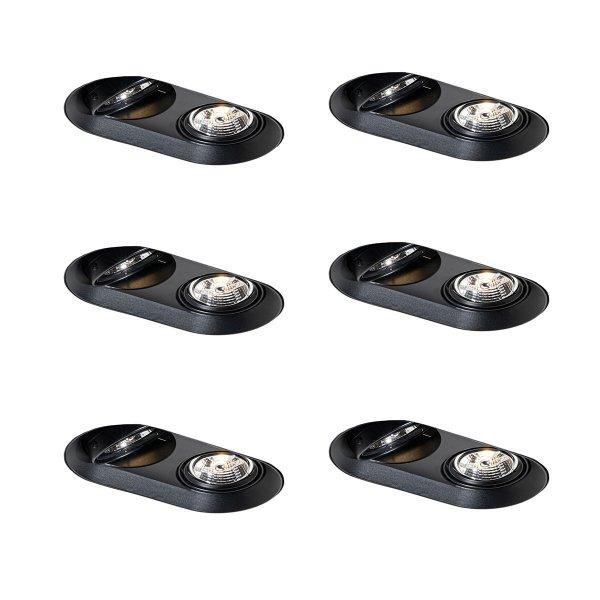 6 darabos, lekerekített, süllyesztett spotlámpa szett fekete GU10 70mm
2-fényű - Hubs
