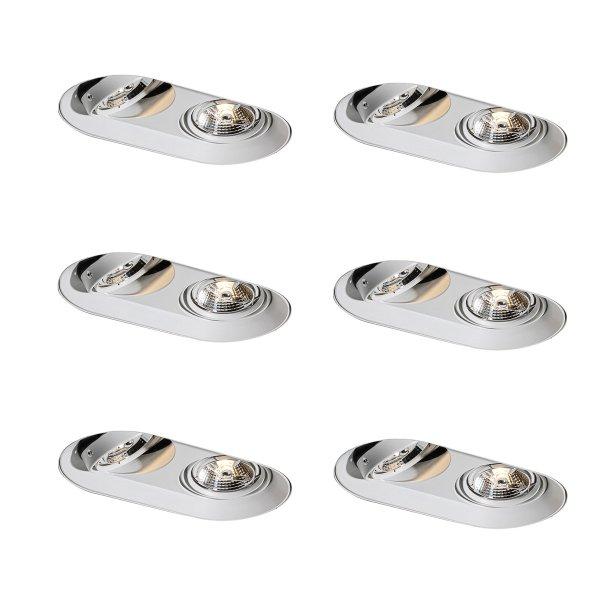 6 darabos, lekerekített, süllyesztett spotlámpa szett, fehér, GU10 70mm
2-fényű - Hubs