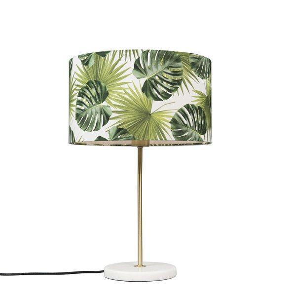 Modern asztali lámpa rézzel, levél alakú búrával 35 cm - Kaso