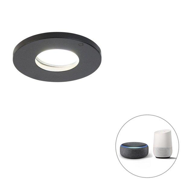 Okos fürdőszoba beépíthető reflektor fekete, Wifi-vel, GU10 - Shed