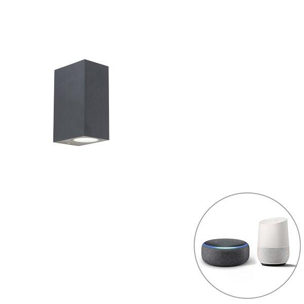 Okos fali lámpa sötétszürke IP44, 2 db Wifi GU10 izzóval - Baleno