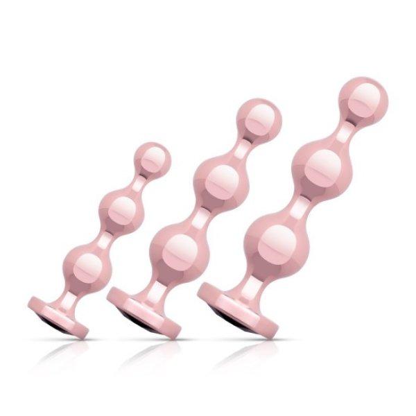 ROSY GOLD - Metal Butt Plug Set 3 Pieces - Rose Gold