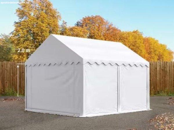 Raktársátor tároló sátor 4x4 m ponyva PVC erősített szerkezettel
padlókerettel fehér