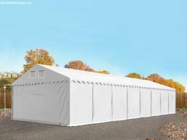 Professzionális extra erős raktársátor 5x20 m, ponyva PVC oldalmagasság 
+2,6 m fehér (100m2)  erősített szerkezettel padlókerettel