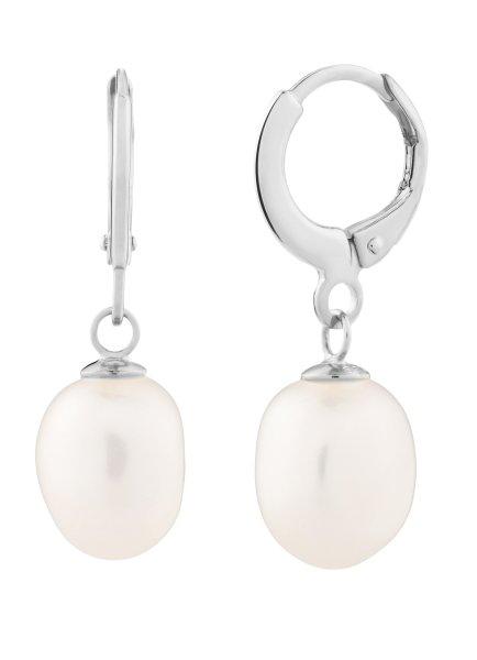 Preciosa Finom ezüst karika fülbevaló folyami gyöngyökkel Pearl Heart 5357
01