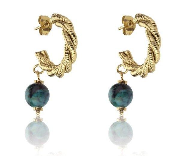 Marc Malone Divatos aranyozott fülbevaló Grace Green Earrings MCE23004G