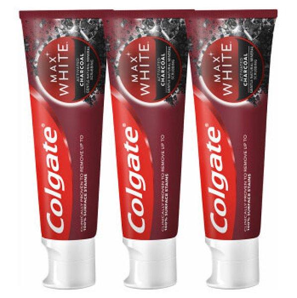Colgate Fehérítő fogkrém aktív szénnel Max White Charcoal Trio 3 x 75 ml