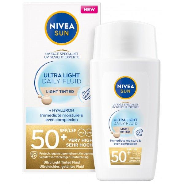 Nivea Ultrakönnyű tonizáló fluid arcra SPF 50+ Sun (Ultra Light Tinted
Fluid) 40 ml Light