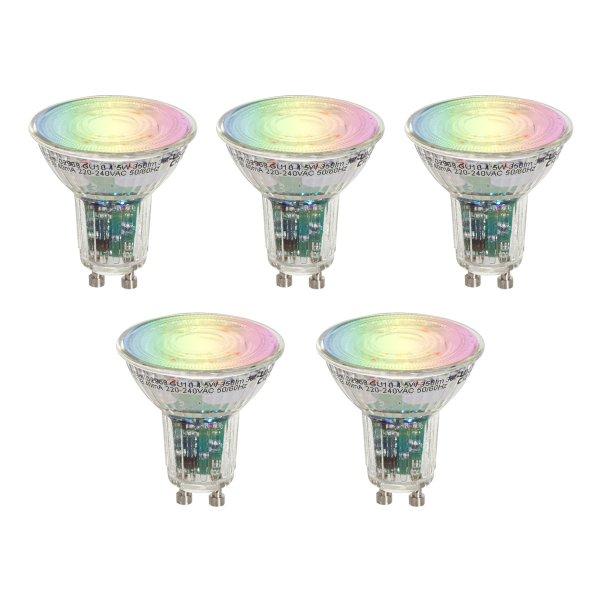 Set van 5 Smart GU10 50 LED lampen helder RGBW 4.5W 350 lm 2700-6000K