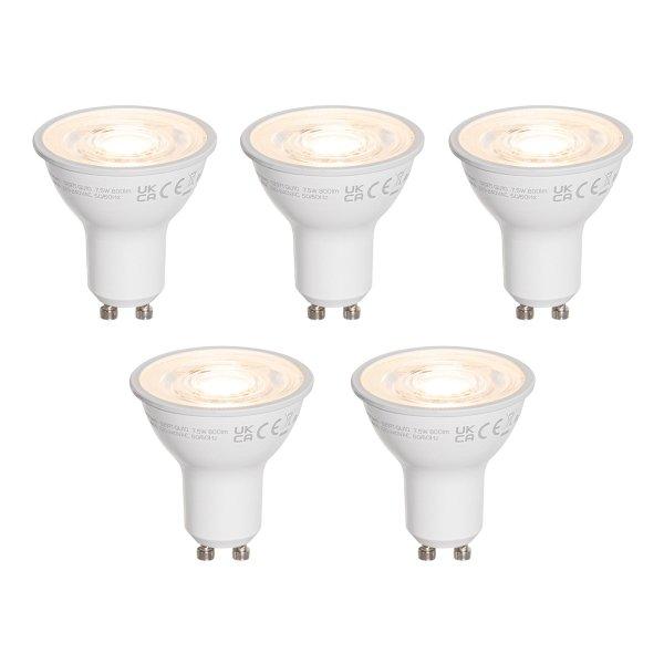 Set van 5 GU10 50mm LED lampen helder 7.5W 800 lm 3000K