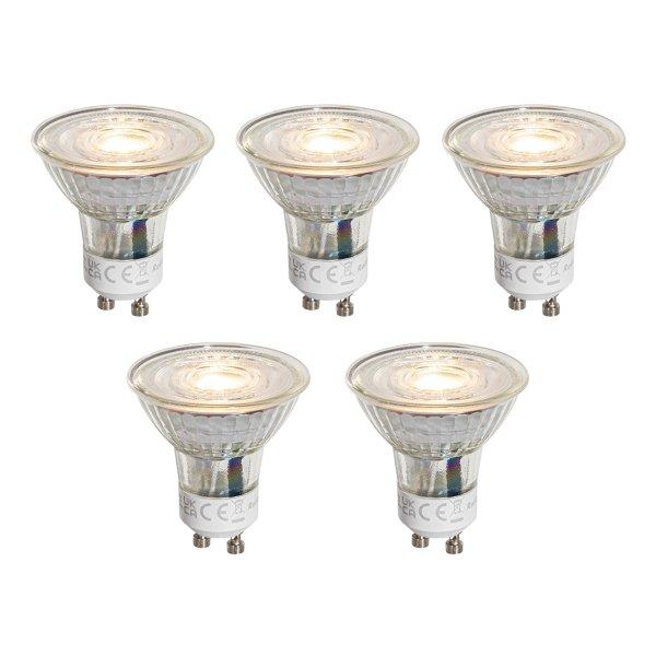 Set van 5 GU10 50mm dimbare LED lampen helder 4.5W 365 lm 2700K