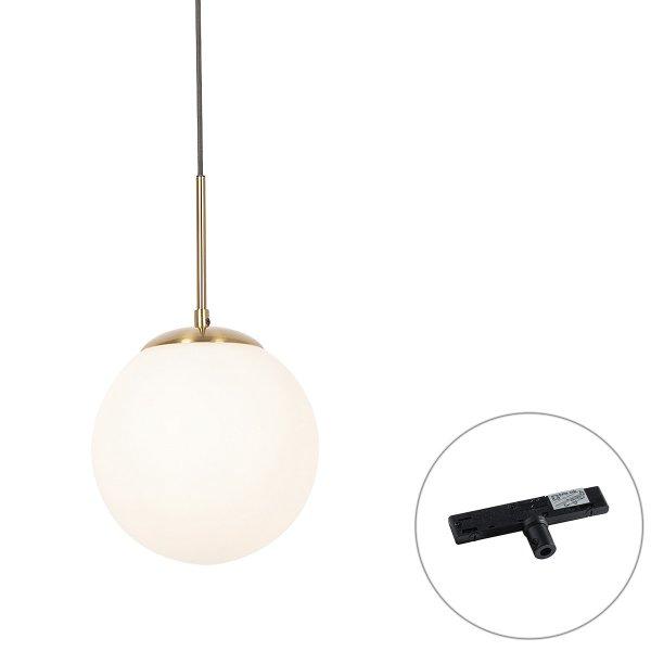 Art Deco hanglamp goud met opaal glas incl. rail adapter zwart 1-fase - Slimline
Flore