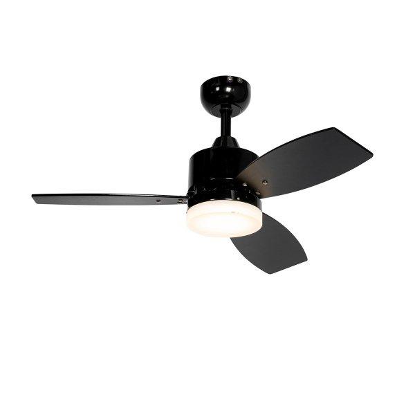 Kültéri mennyezeti ventilátor fekete 91,3 cm LED-del,
fényerőszabályzóval, távirányítóval IP44 - Toledo