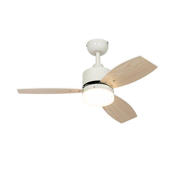 Kültéri mennyezeti ventilátor fehér fa mintával 91,3 cm LED-del,
fényerőszabályzóval, távirányítóval IP44 - Toledo