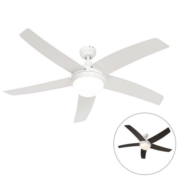 Okos mennyezeti ventilátor fehér fa mintával 132 cm LED-del,
fényerőszabályzóval és távirányítóval - Cool