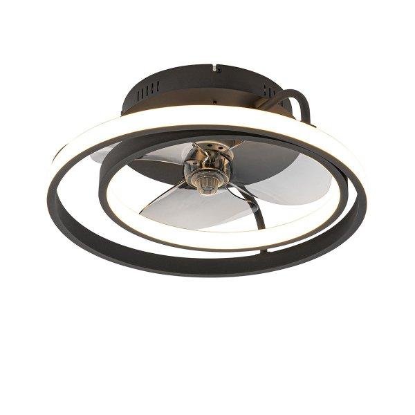 Mennyezeti ventilátor fekete 46,5 cm LED-del, távirányítóval - Kees