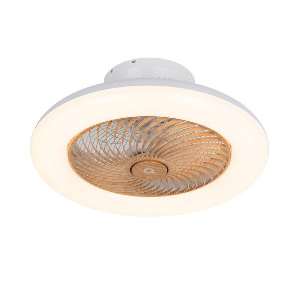 Mennyezeti ventilátor fehér fa mintával 55 cm LED-del,
fényerőszabályzóval és távirányítóval - Clima