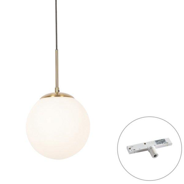 Art Deco hanglamp goud met opaal glas incl. rail adapter wit 1-fase - Slimline
Flore