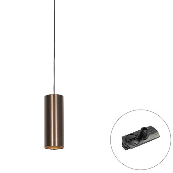 Design hanglamp donkerbrons incl. rail adapter 1-fase - Iconic Tubo