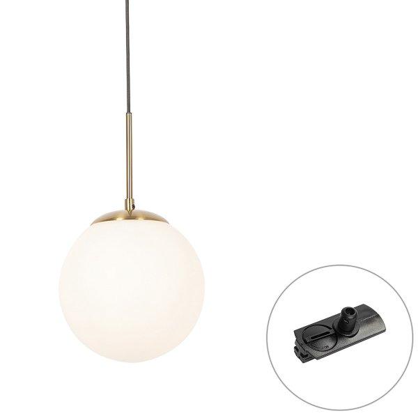 Art Deco hanglamp goud met opaal glas incl. rail adapter zwart 1-fase - Iconic
Flore