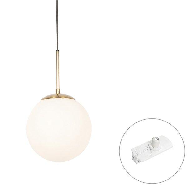 Art Deco hanglamp goud met opaal glas incl. rail adapter wit 1-fase - Iconic
Flore