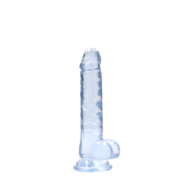 RealRock Gel Dildo Crystal Clear 7 vibrátor tapadókoronggal és golyókkal 19
x 3,5 cm