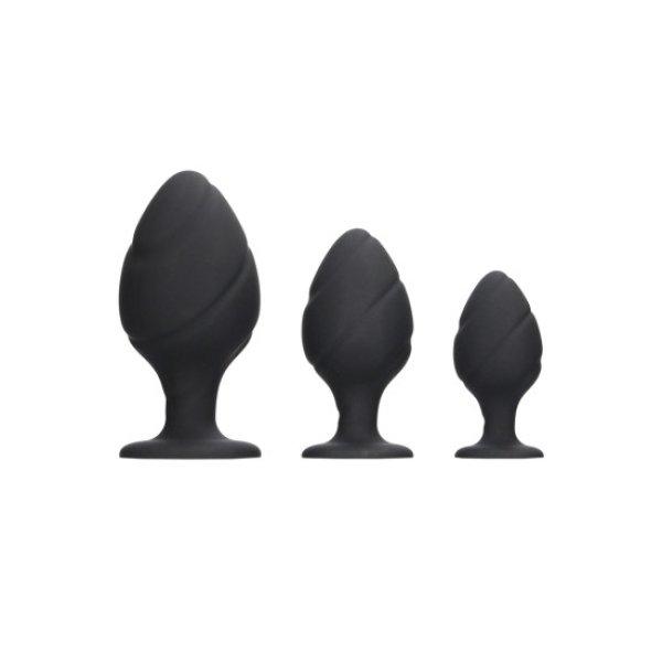 Ouch! by Shots Swirled Butt Plug Set - Black