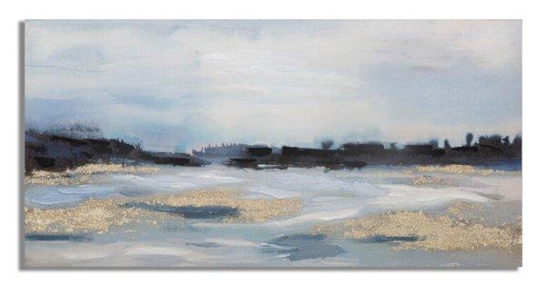 Absztrakt vászon kép 120x60 cm, kék, arany, antracit - MER2 - Butopêa