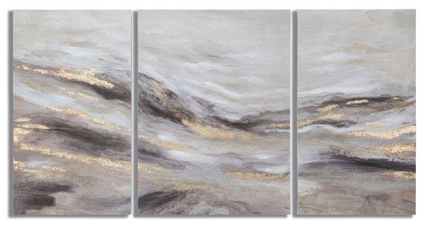 3db abztrakt vászon kép 150x80 cm, világos szürke, arany - TRIPLETS -
Butopêa