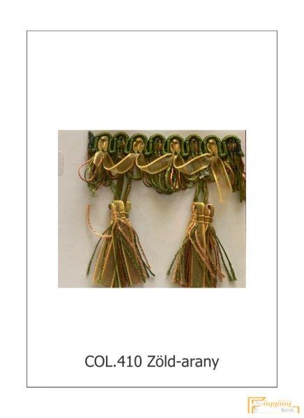 (13 szín) Bojtos díszitő szalag. Organza szalagos paszomány 9678-410
Zöld-arany