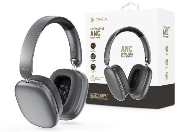 Devia EarBass Pro2 ANC Bluetooth sztereó fejhallgató beépített mikrofonnal -
szürke