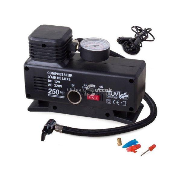 Autós kompresszor szivattyú 230V 12V 250 psi - Gyors és hatékony autógumi
pumpálás otthon és útközben