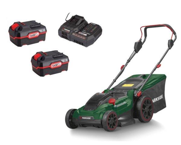 ParkSide PRMA 40-Li C1 ECO X20V 2 x 20V 4Ah Li-ion dupla akkus, 40 cm vezeték
nélküli, fűgyűjtős, 40V akkumulátoros fűnyíró Smart akkutöltővel