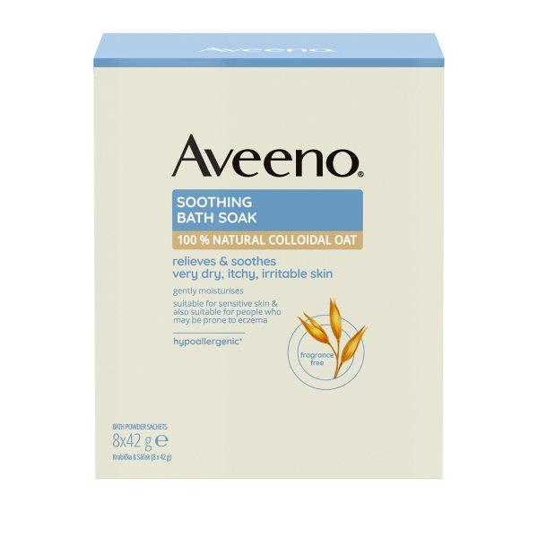 Aveeno Nyugtató zabpehelyfürdő (Soothing Bath Soak) 8 x 42 g