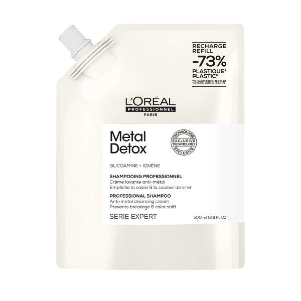 L'Oréal Professionnel Sampon festett és sérült hajra, a haj fényéért,
hosszantartó színért, gazdag textúráért Serie Expert Metal Detox
(Professional Shampoo) 500 ml - tartalékadag