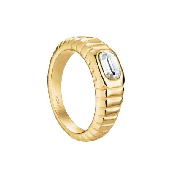 Rosefield Lenyűgöző aranyozott acél gyűrű kristállyal Iconic JROR 54 mm