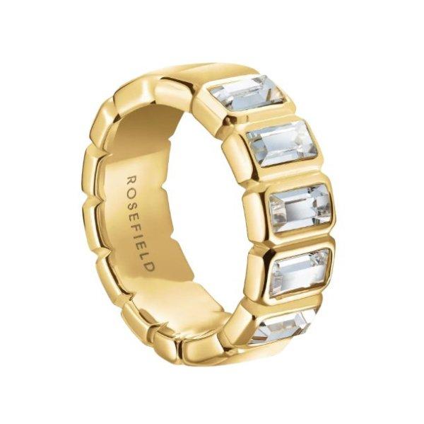 Rosefield Bájos aranyozott gyűrű kristályokkal Iconic JRIO 52 mm