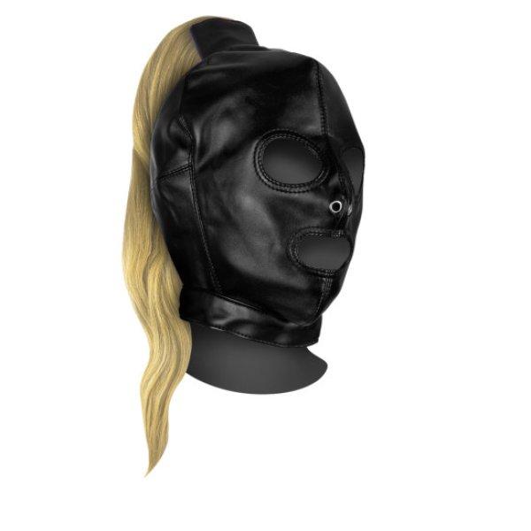 Ouch! Xtreme Mask with Blonde Ponytail Black