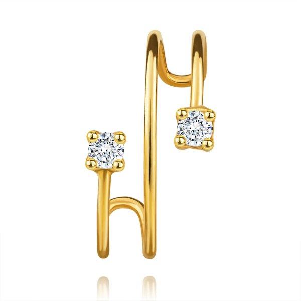 14K sárga arany piercing- nyitott kör átlátszó cirkóniákkal
