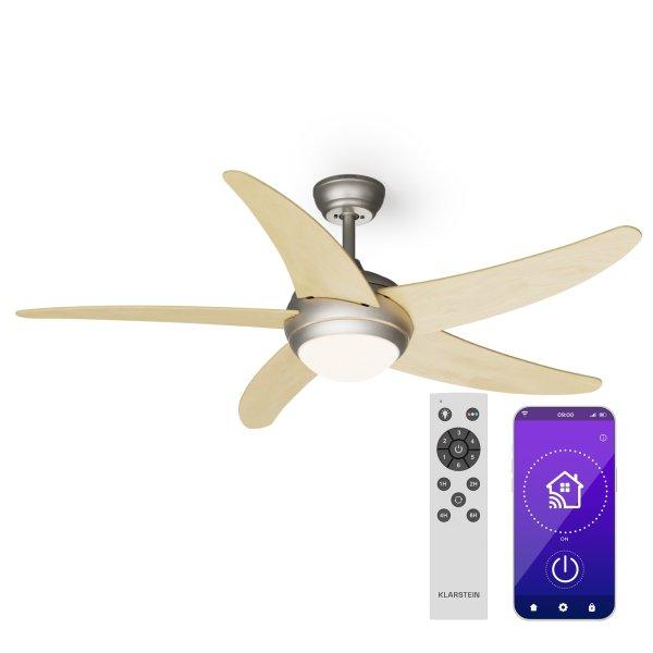 Klarstein Bolero 2 az 1-ben Smart, mennyezeti ventilátor, Ø 132 cm, fény 55
W, távirányító, vezérlés applikáción keresztül, 2 menetirány