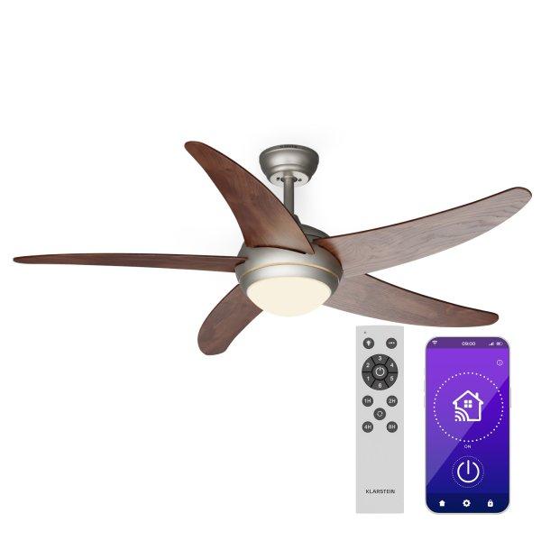 Klarstein Bolero 2 az 1-ben Smart, mennyezeti ventilátor, Ø 132 cm, fény 55
W, távirányító, vezérlés applikáción keresztül, 2 menetirány