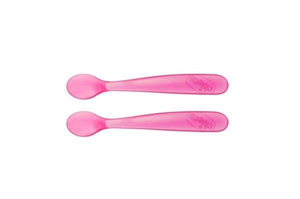 CHICCO Szilikon kanál 2 db rózsaszín 6h+