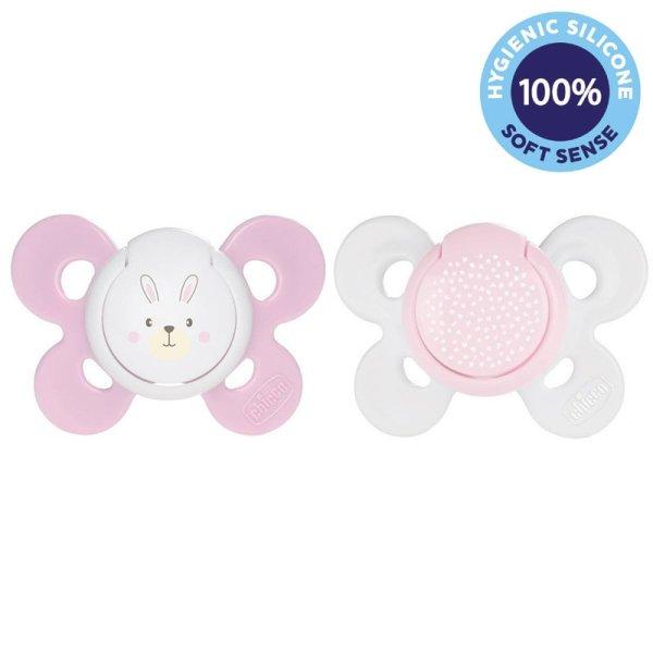 CHICCO Physio Comfort szilikon cumi 0-6m lány - nyuszi/pöttyök 2 db