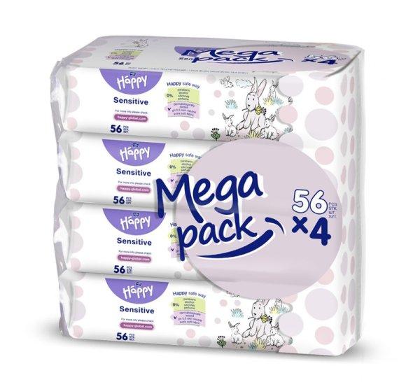4x BELLA HAPPY BABY Nedves törlőkendők sensitive aloe verával 56 db, MEGA
PACK