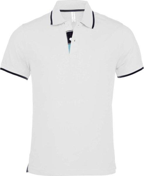 Férfi galléros piké póló, kontrasztcsíkos szélekkel, Kariban KA245,
White/Navy-M