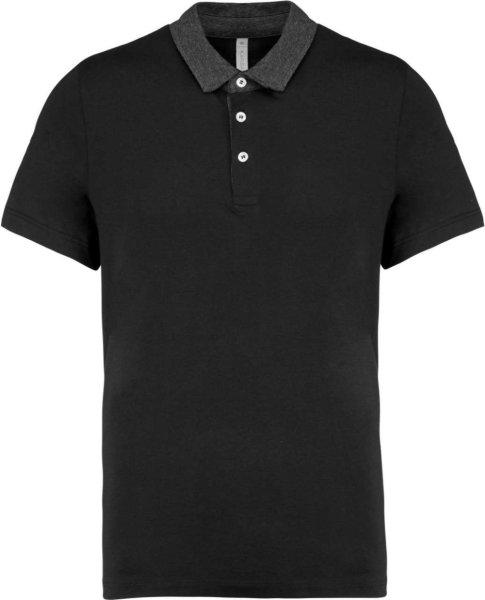 Férfi galléros jersey póló, kontrasztos gallérral, Kariban KA260,
Black/Dark Grey Heather-2XL