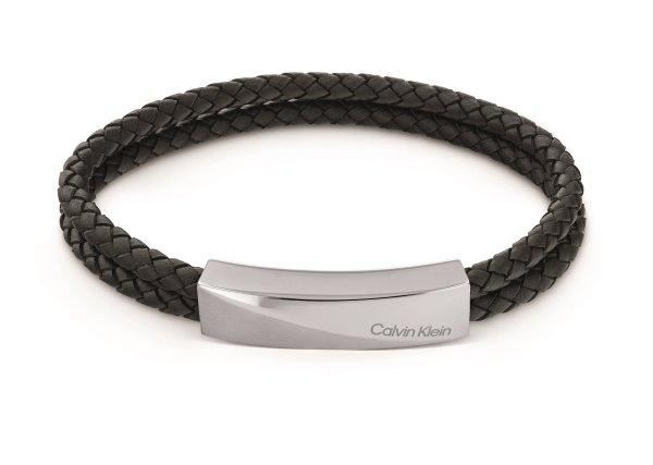 Calvin Klein Dupla bőr karkötő acél dísszel 35000097