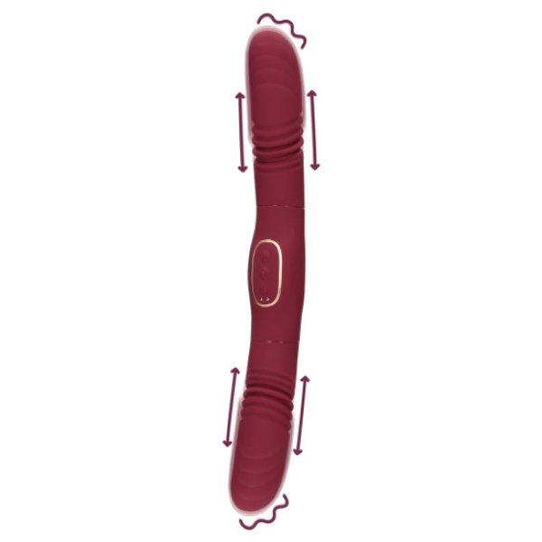 Loveline by Shots Double-Sided Thrusting Vibrator - Merlot Grape