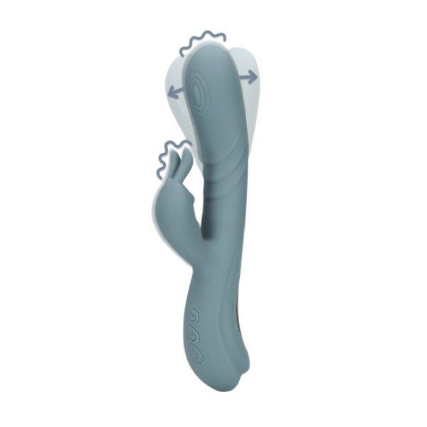 Loveline by Shots Fingering Motion Rabbit Vibrator - Weathervane Grey