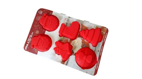 6 adagos karácsonyi szilikon muffin sütőforma